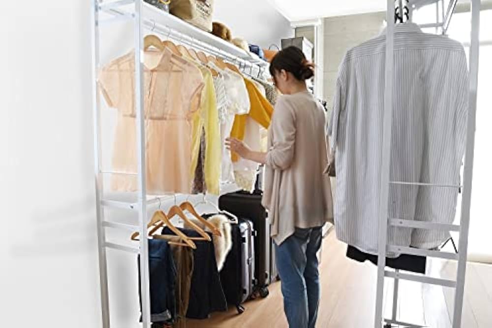 Amazon｜ツッパリ クローゼット ハンガーラック ホワイト